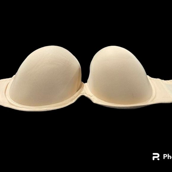 Strapless Underwire Beige Padded Bra - size 38H - Picture 11 of 13
